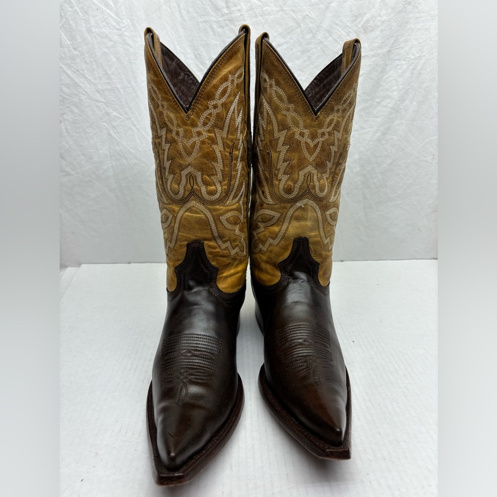 Centenario Men's Two-Tone Brown/Tan Leather Cowboy Boots, SZ 9